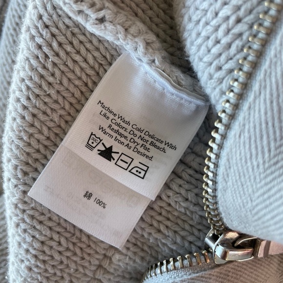 Eddie Bauer Chunky Women's High collar Zip Cardigan 3/4 Sleeves, Size L - Picture 9 of 10